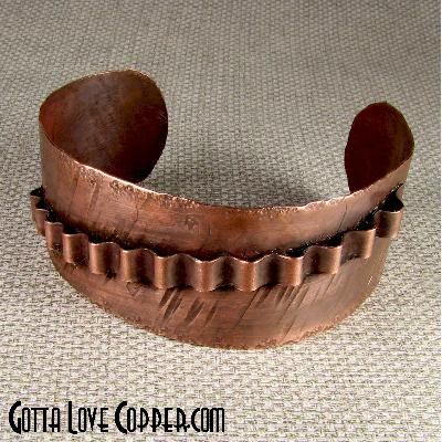 Copper Cuff with Washboard Trim