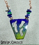 Enameled Negative-Space Copper Pendant with Malachite & Sodalite Beads