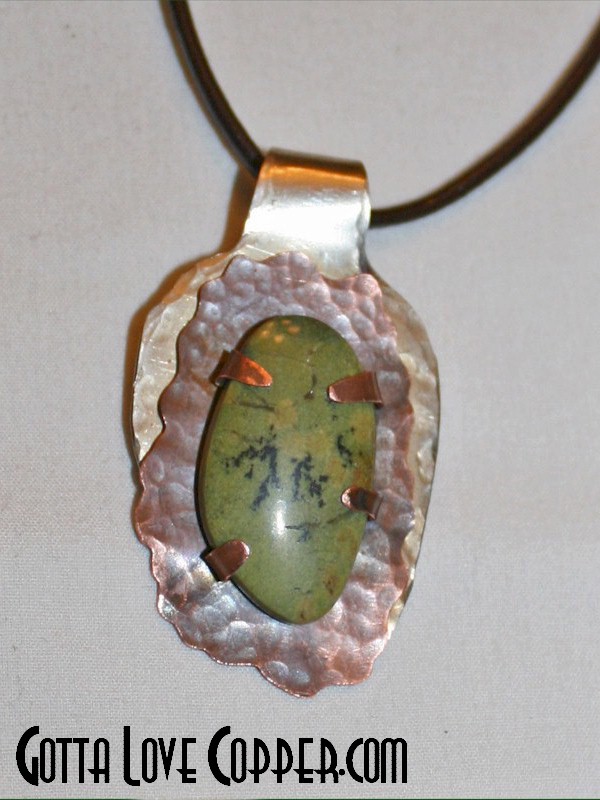 Copper Pendant with Aventurine Cabochon