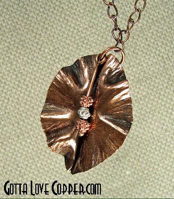 Leaf Pendant with Copper & Pewter Beads